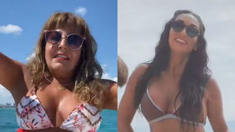 Helhue Sukni y Pamela Díaz recrearon icónico viral con Huevo Fuenzalida en Cancún