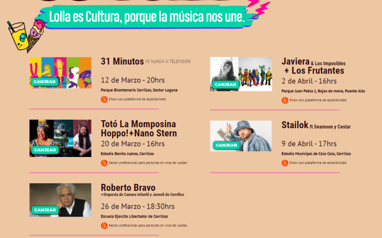 Lollapalooza realizará 5 conciertos gratuitos en Santiago: Así puedes canjear las entradas