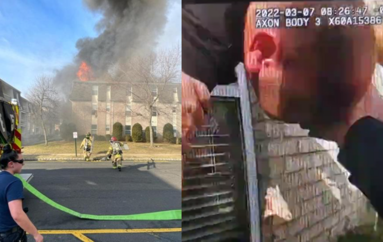 El dramático momento cuando un padre lanza a su hijo de 3 años desde un edificio en llamas