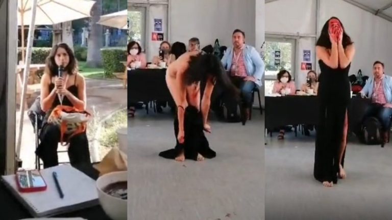 ¡Generó revuelo! Activista de Petorca se desnudó en protesta durante actividad de la Convención