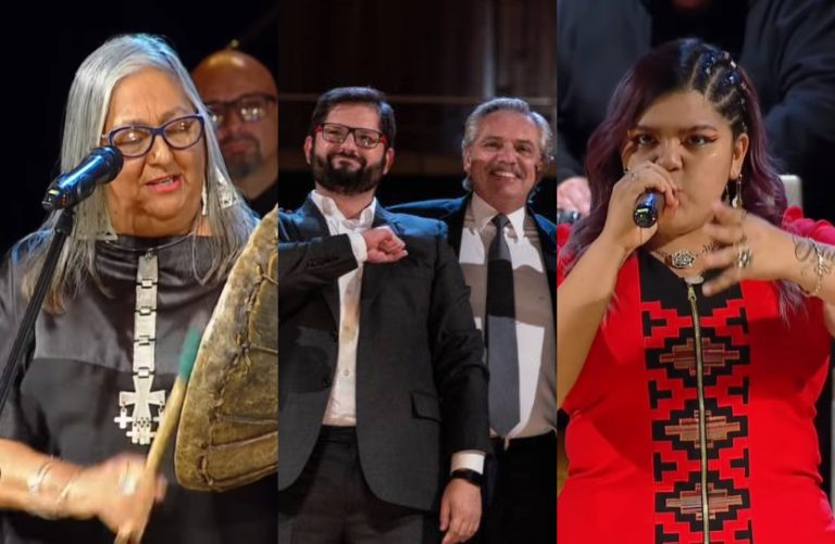 Causa mapuche y consignas feministas se tomaron evento cultural al que asistió el presidente Boric en Argentina