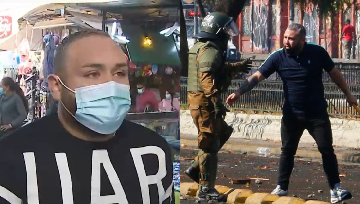 Comerciante armado de Meiggs da su versión por polémica foto con Carabineros