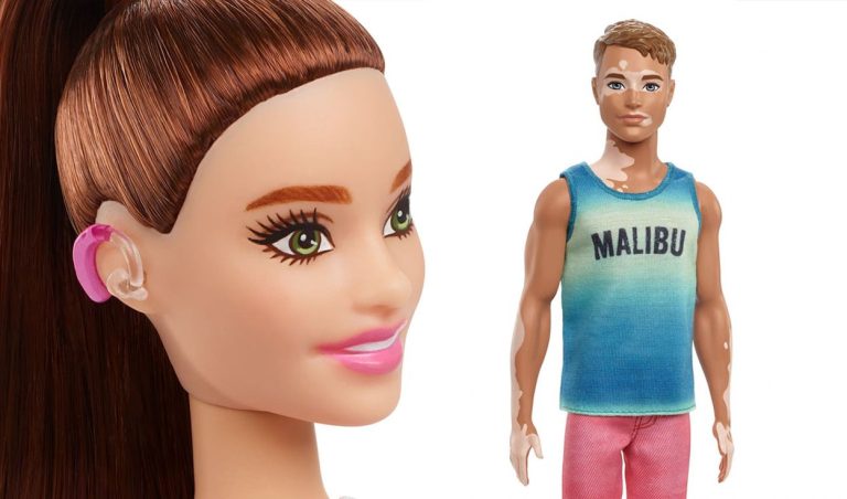 Anuncian venta de Barbie con discapacidad auditiva y Ken con vitiligo