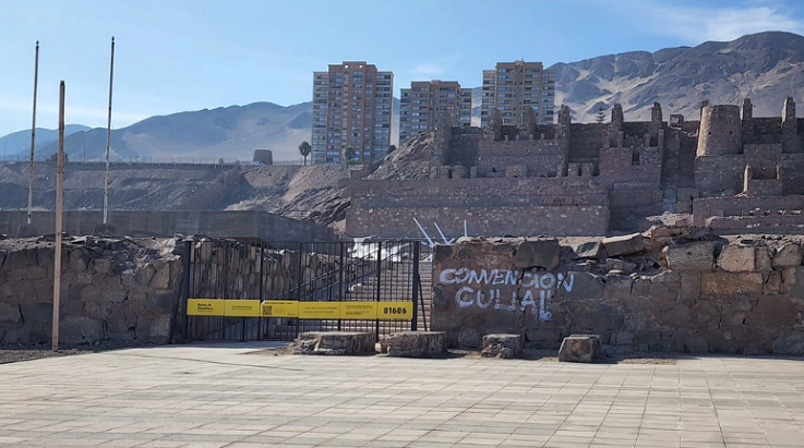 Vandalizan monumento Ruinas de Huanchaca con mensaje en contra de la Convención Constitucional