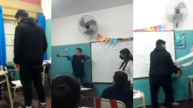 ¡Impactante video! Alumno víctima de bullying atacó a su acosador en plena clase
