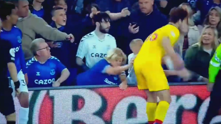 ¡Insólito! Una hincha del Everton quiso golpear a un jugador del Crystal Palace en pleno partido