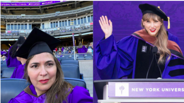 ¡Inesperado crossover! Alejandra Matus se graduó en la misma ceremonia que Taylor Swift