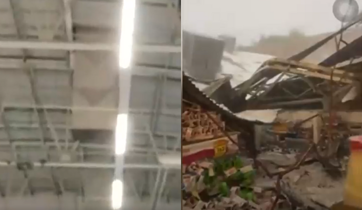 Impactante: Graban momento en que una granizada provoca el colapso del techo de supermercado en México