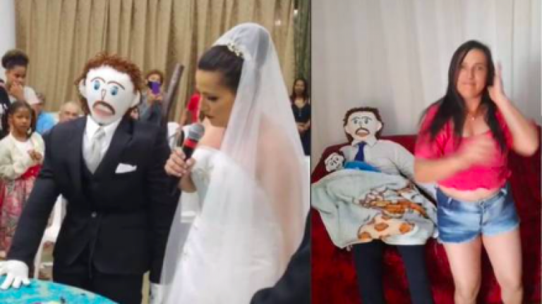 ¡Insólito! Mujer se casó con un muñeco de trapo y revela que ya tiene un hijo con él