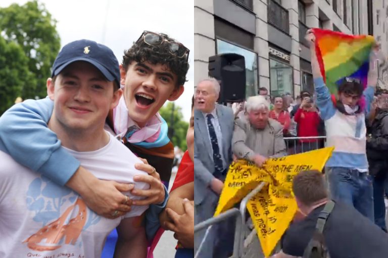 Elenco de la serie Heartstopper participó en marcha del Orgullo en Londres y encaró a grupo anti LGTBIQ+