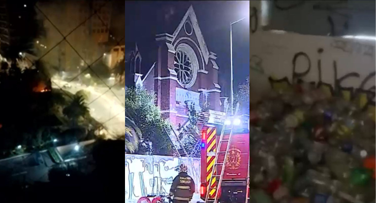 DJ y cerros de botellas: 3 detenidos por fiesta e incendio en iglesia del centro de Santiago
