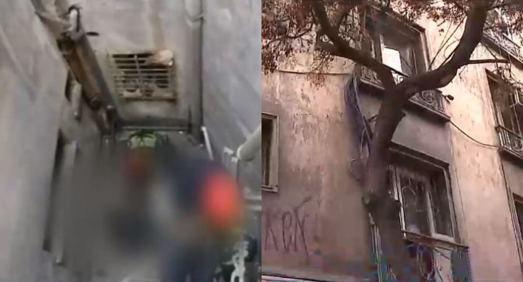 Delincuente debió ser rescatado tras caer de tercer piso a foso de edificio en centro de Santiago