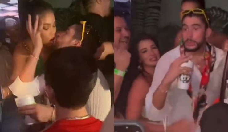 Besado y manoseado: Viralizan video de Bad Bunny siendo efusivamente tocado por una mujer en una fiesta