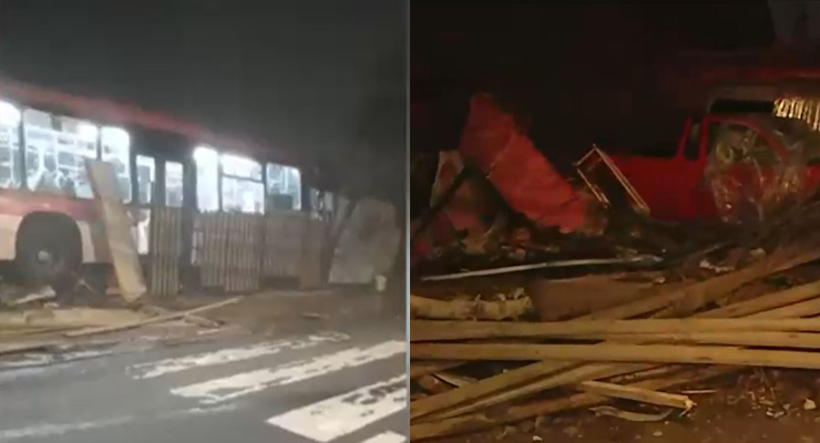Robó un bus de pasajeros y terminó en caótico choque con dos viviendas en Maipú