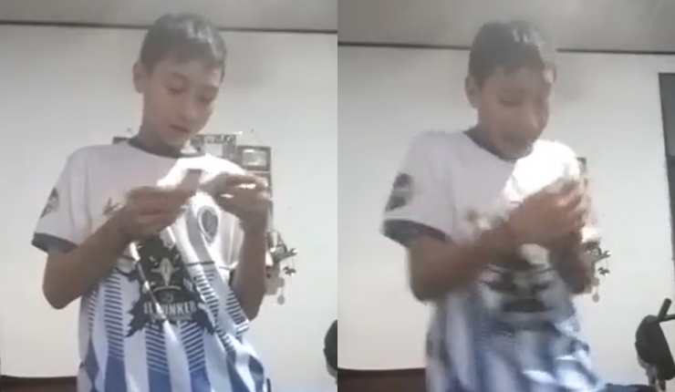 Corrió por toda la casa: La emocionante reacción de un niño al ver que le tocó la lámina de Lionel Messi