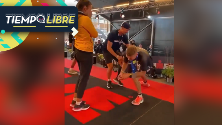 ¡En el peor momento! Triatleta sufrió de un intenso calambre mientras pedía matrimonio