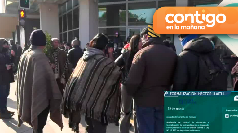 Se registran protestas en el exterior de la PDI de Temuco momentos previos a la formalización de Héctor Llaitul