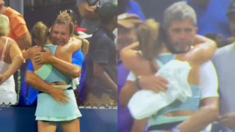 El controversial festejo de una tenista de 16 años con su padre y entrenador
