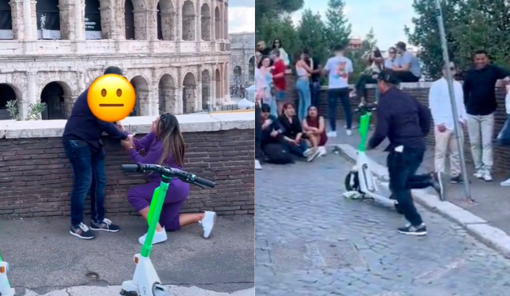 No salió como esperaba: Mujer pidió matrimonio en pleno Coliseo de Roma, pero su pareja salió corriendo