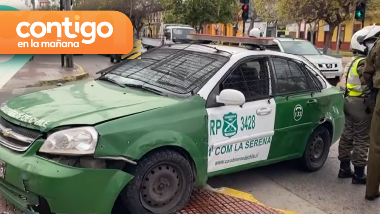Mujer esposada robó patrulla de Carabineros en La Serena: Impactó un semáforo y se dio a la fuga