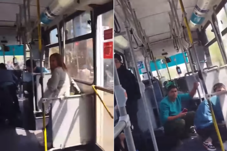 Captan momento exacto en que apedrean micro con pasajeros en Plaza Italia: Ministro condenó los hechos