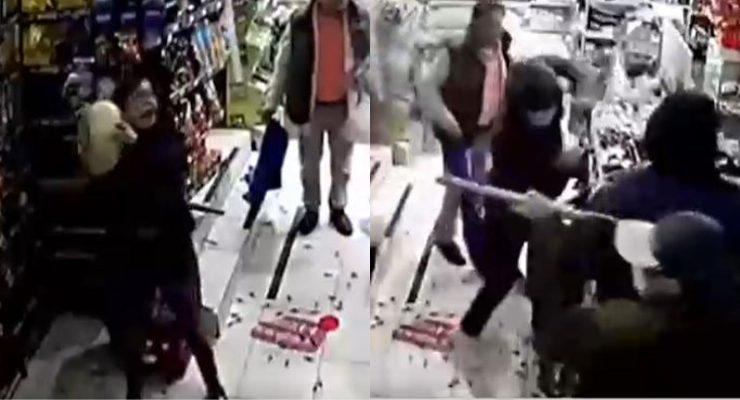 Graban a mujer usando un zapallo para defenderse de violento asalto en Coronel