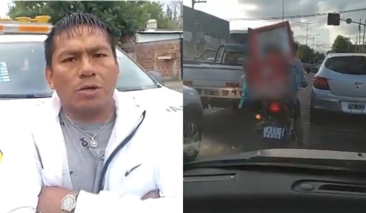 Repartidor en moto fue captado llevando a un niño en la caja de delivery: “No tengo con quien dejarlo”