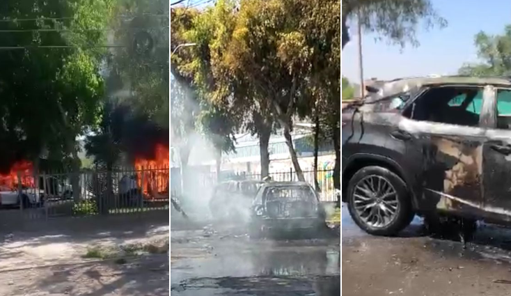 Totalmente destruidos: Así quedaron los autos quemados por asaltantes de mall en Quilicura
