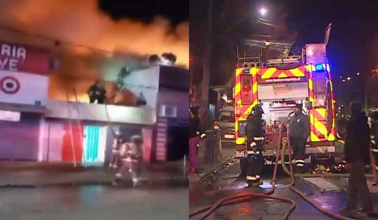 Incendio afectó a viviendas y locales en La Pintana: Más de 100 bomberos trabajaron en el siniestro