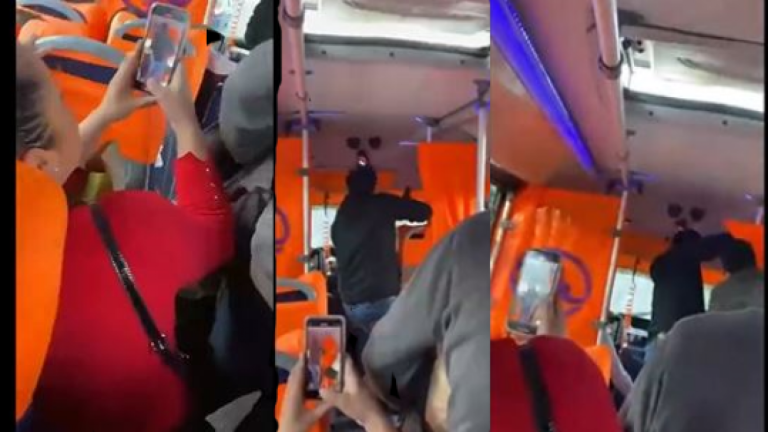 Lamentable registro: Sujetos intimidaron con armas a pasajeros de micro en Concepción