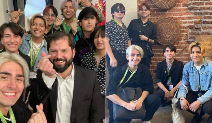 Corazones coreanos incluidos: El encuentro entre el pdte. Boric y grupo chileno campeón de festival de K-Pop