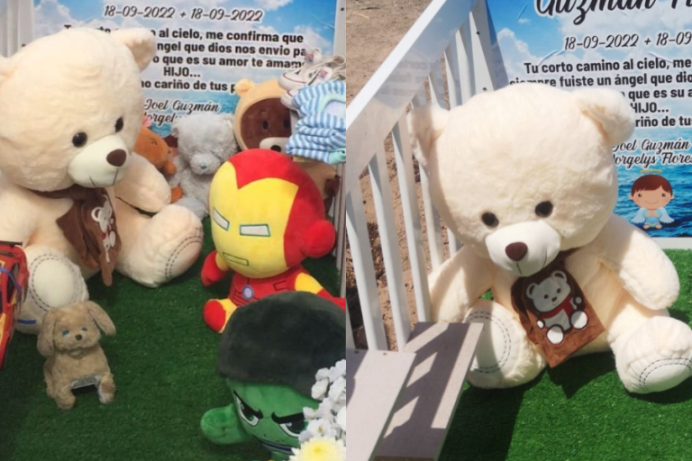 Madre acusa robo de peluches desde la tumba de su guagua: 