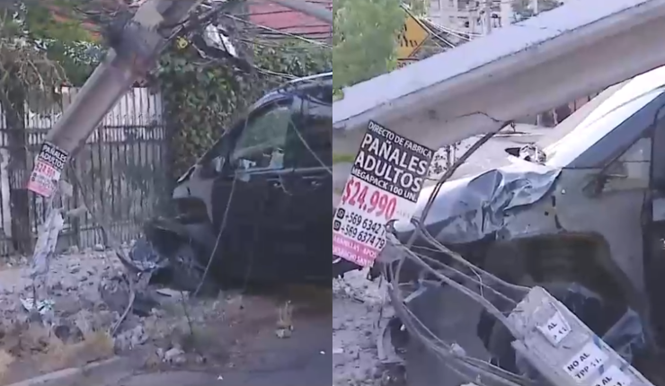 Vecinos quedaron sin luz: Chofer se durmió y estrelló su van contra un poste en San Miguel