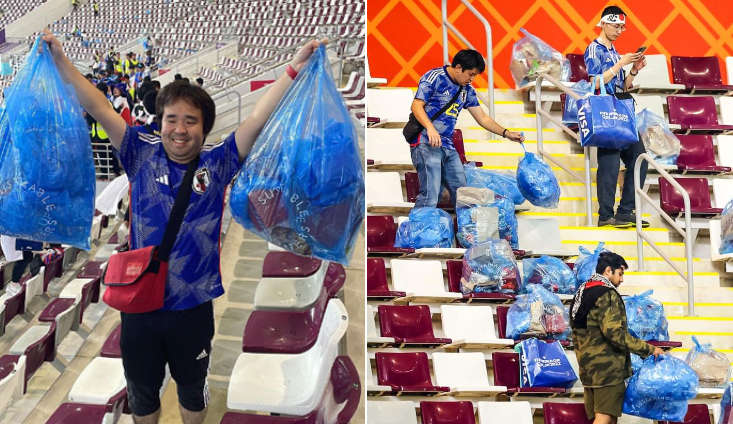 Hinchas japoneses se quedaron a recoger basura en el estadio tras la victoria en Qatar 2022