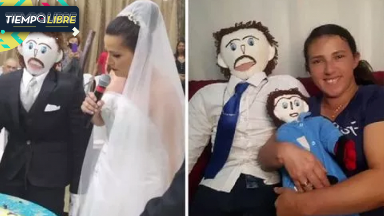 Mujer que se casó con un muñeco de trapo y tuvo un hijo de trapo asegura que él le fue infiel