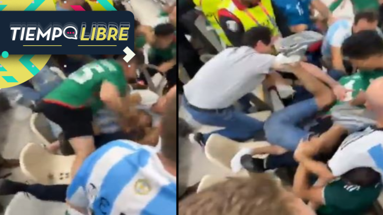 VIDEO: Hinchas mexicanos y argentinos se agarraron a golpes en medio de partido del mundial