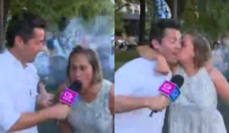 La euforia de una hincha argentina que no se aguantó y le dio un beso a Toti Sichel: 