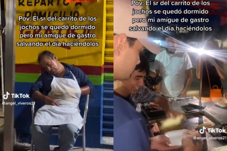 Así da gusto: Dueño de carro de completos se durmió y un grupo de amigos se hizo cargo de la venta en su lugar