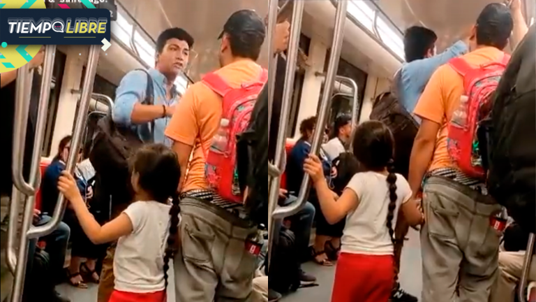 “Tóma tus hue… y te bajai”: Pasajero del Metro no aguantó y arremetió contra sujeto que pedía dinero junto a una niña