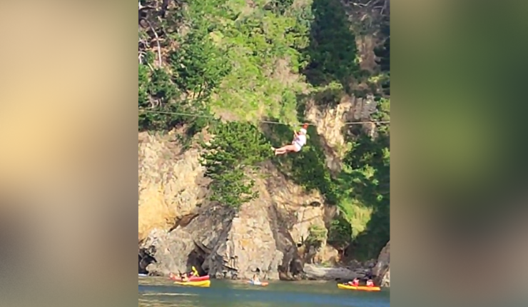 Mujer quedó atascada en canopy de la Región del Biobío: Momento se viralizó en redes sociales