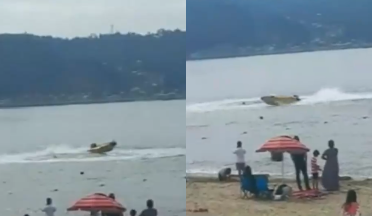 A metros de los bañistas: Lancha perdió el control y comenzó a girar en círculos en playa de Dichato