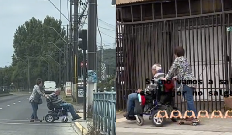 Abuelitos se vuelven virales por especial forma de salir a pasear: Ella en 
