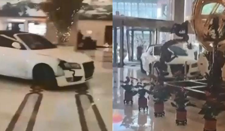 Día de furia: Hombre ingresó su vehículo al lobby de hotel en China tras discutir con funcionarios