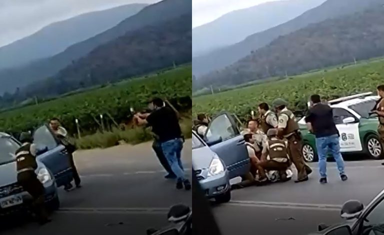 Pasajeros de bus captaron detención de delincuentes: Habían asaltado sucursal telefónica en O'Higgins