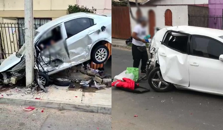 Persecución terminó con un auto incrustado en una casa y sus ocupantes en riesgo vital tras ser apuñalados