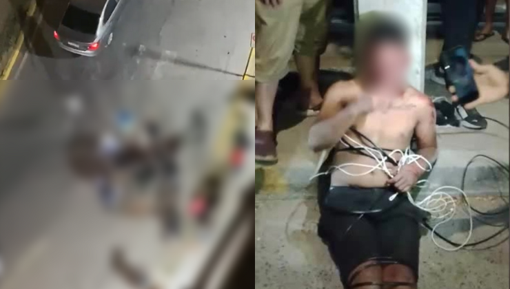 Violenta retención ciudadana a delincuente: Lo amarraron y golpearon tras robar almacén en Quinta Normal