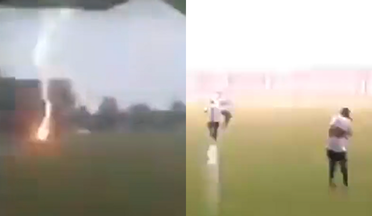Se salvaron de milagro: El increíble momento en que rayo cayó en pleno partido de fútbol en Paraguay