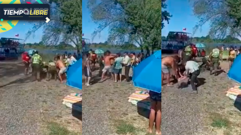 Captan violenta pelea entre veraneantes y carabineros en pleno control policial