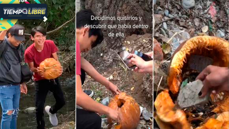 ¿Amarre definitivo? Jóvenes encuentran curiosa calabaza en el río y se vuelven virales