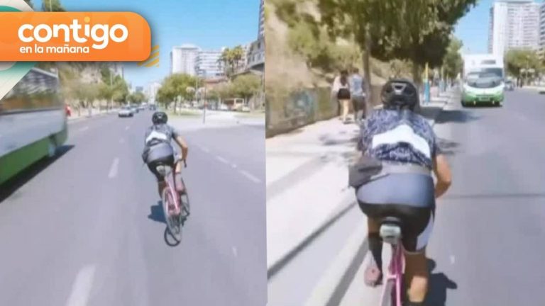 Peligrosa maniobra: Video muestra temeraria acción de ciclista en Viña del Mar